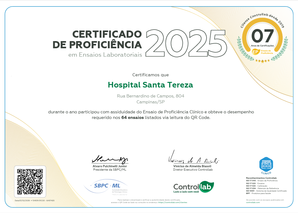 Certificado de Proficiência em Ensaios Laboratoriais 2025